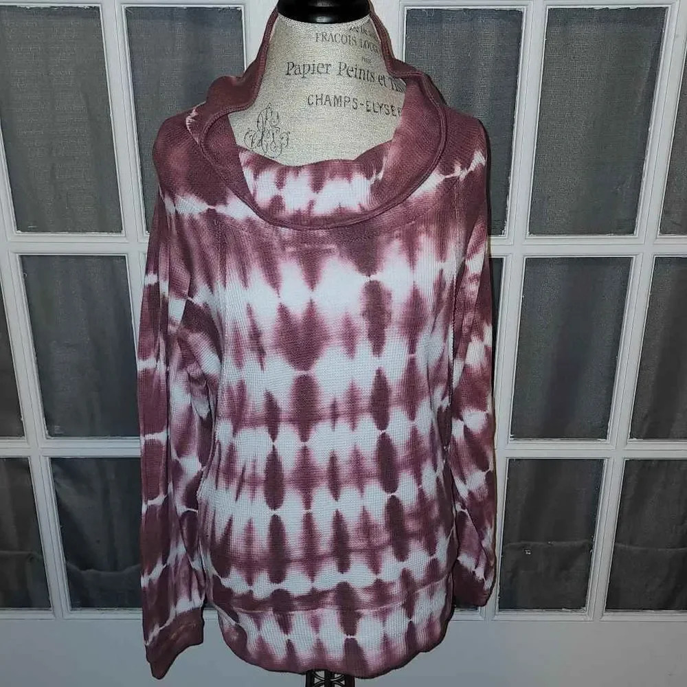 Pilcro‎ Anthropologie Womens Thermal Tie Dye Cowl Neck Sweater Medium